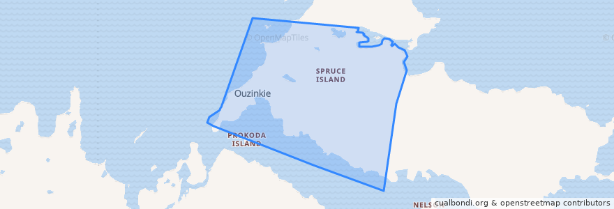 Mapa de ubicacion de Ouzinkie.