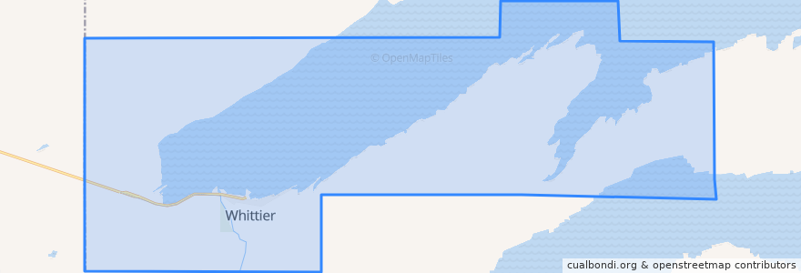 Mapa de ubicacion de Whittier.