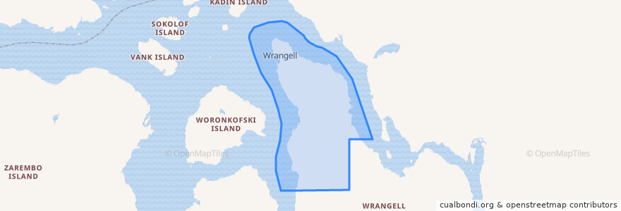 Mapa de ubicacion de Wrangell.