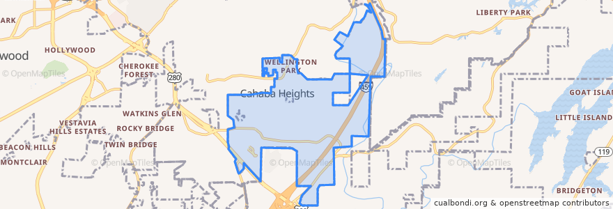 Mapa de ubicacion de Vestavia Hills.