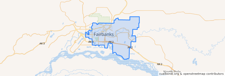 Mapa de ubicacion de Fairbanks.