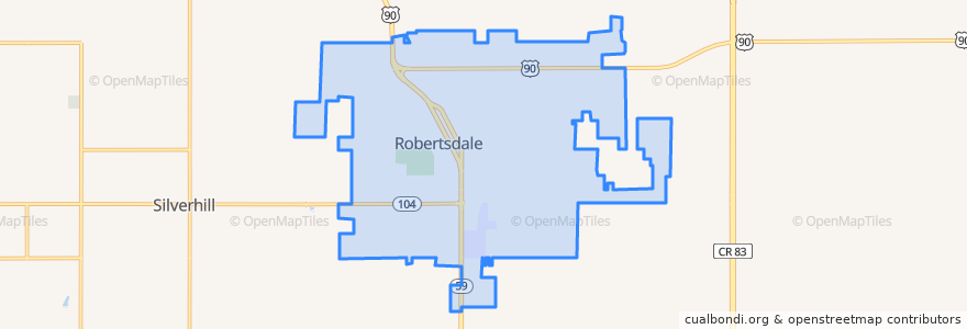 Mapa de ubicacion de Robertsdale.