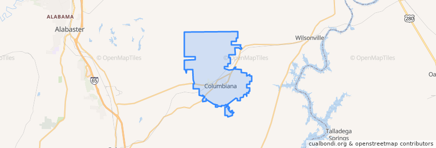 Mapa de ubicacion de Columbiana.