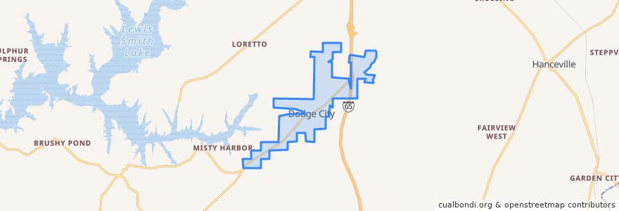 Mapa de ubicacion de Dodge City.