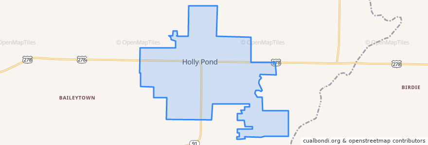 Mapa de ubicacion de Holly Pond.