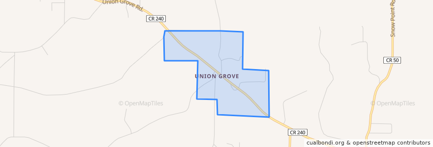 Mapa de ubicacion de Union Grove.