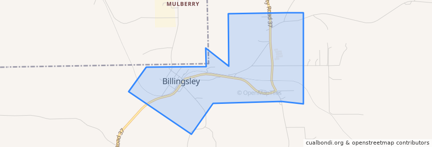 Mapa de ubicacion de Billingsley.