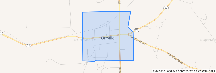 Mapa de ubicacion de Orrville.