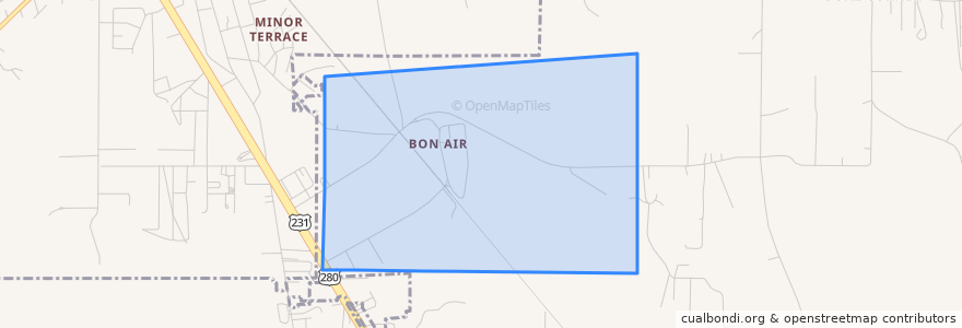 Mapa de ubicacion de Bon Air.