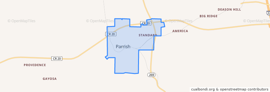 Mapa de ubicacion de Parrish.