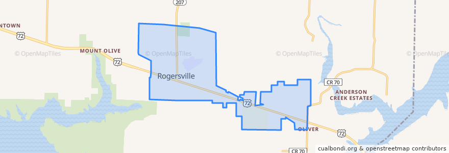 Mapa de ubicacion de Rogersville.