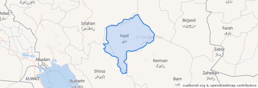 Mapa de ubicacion de Yazd.