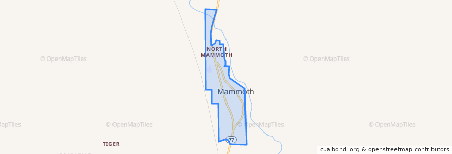 Mapa de ubicacion de Mammoth.