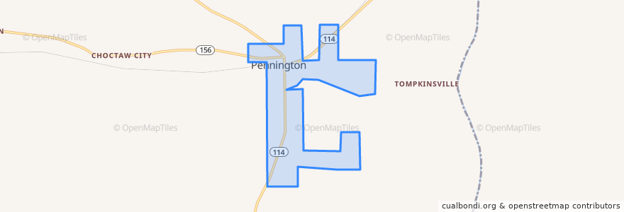 Mapa de ubicacion de Pennington.