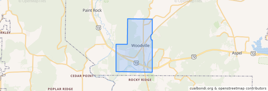 Mapa de ubicacion de Woodville.