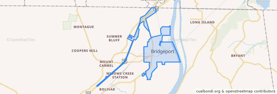 Mapa de ubicacion de Bridgeport.