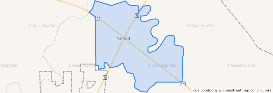 Mapa de ubicacion de Snead.