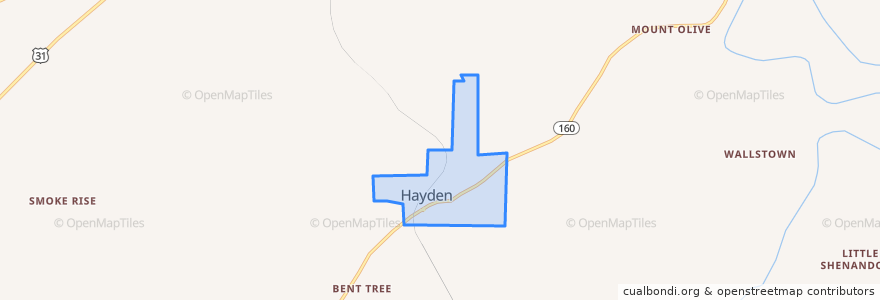 Mapa de ubicacion de Hayden.