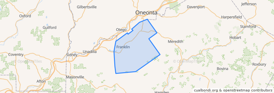 Mapa de ubicacion de Town of Franklin.