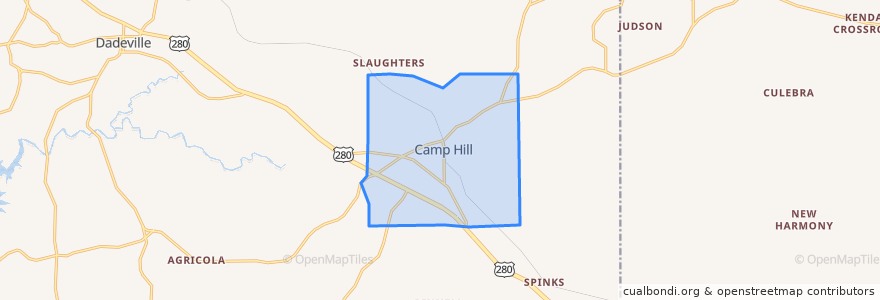 Mapa de ubicacion de Camp Hill.