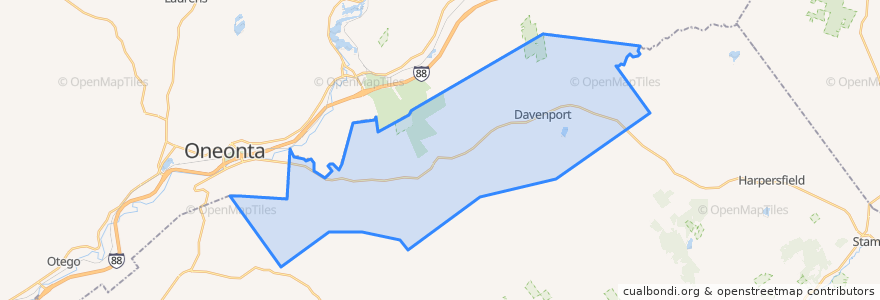 Mapa de ubicacion de Town of Davenport.