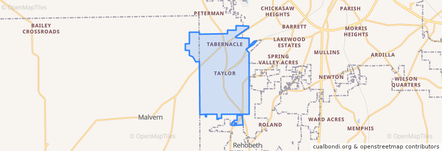 Mapa de ubicacion de Taylor.