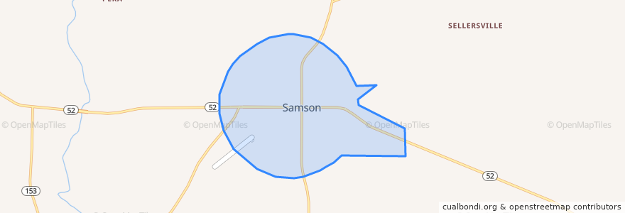 Mapa de ubicacion de Samson.