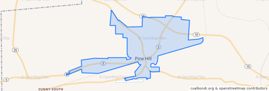 Mapa de ubicacion de Pine Hill.