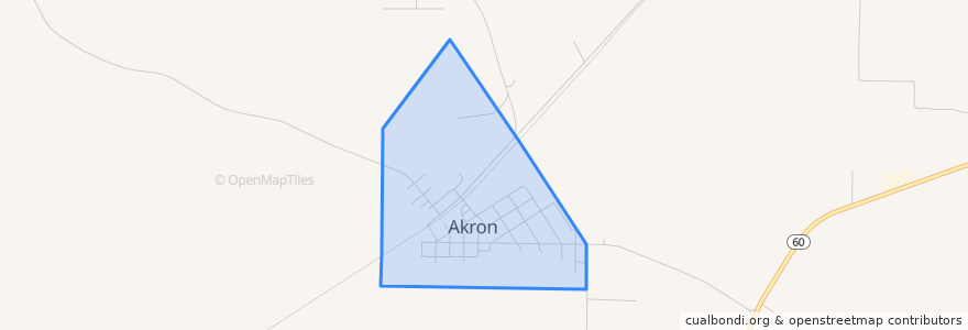 Mapa de ubicacion de Akron.