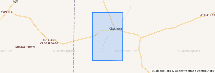 Mapa de ubicacion de Goshen.