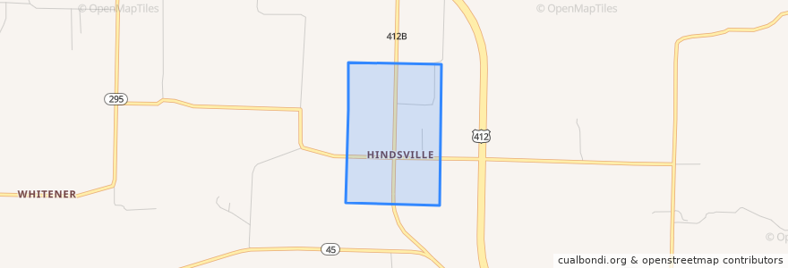 Mapa de ubicacion de Hindsville.