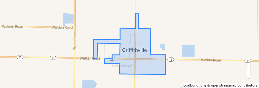 Mapa de ubicacion de Griffithville.