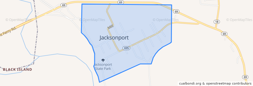 Mapa de ubicacion de Jacksonport.