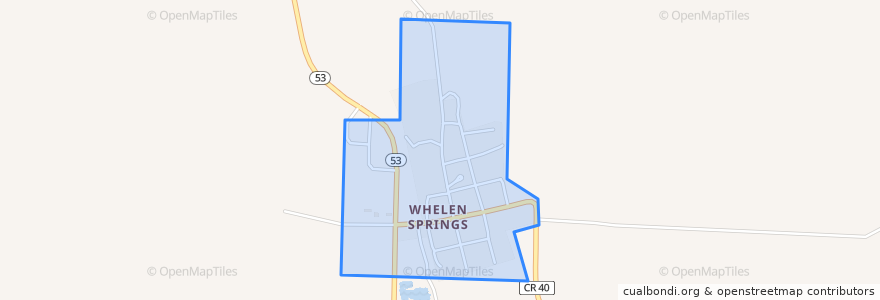 Mapa de ubicacion de Whelen Springs.