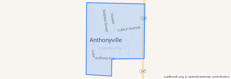 Mapa de ubicacion de Anthonyville.