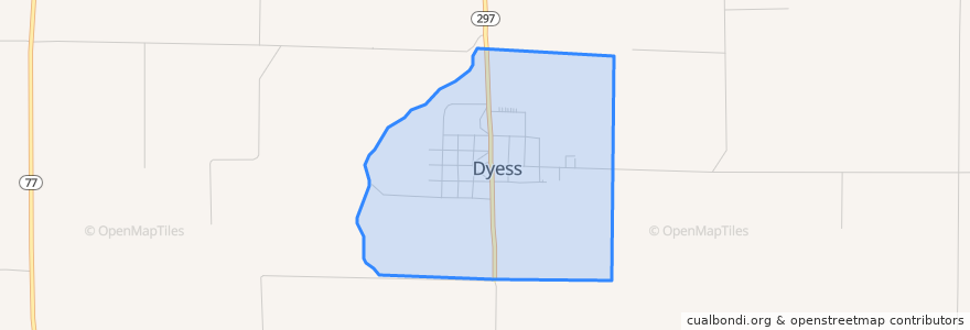 Mapa de ubicacion de Dyess.