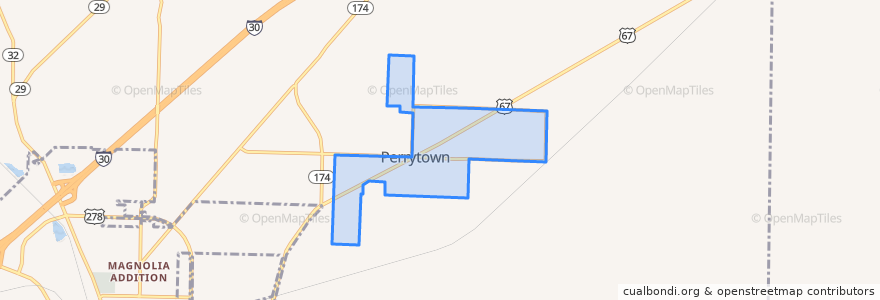 Mapa de ubicacion de Perrytown.