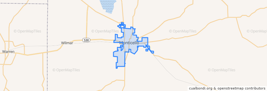 Mapa de ubicacion de Monticello.