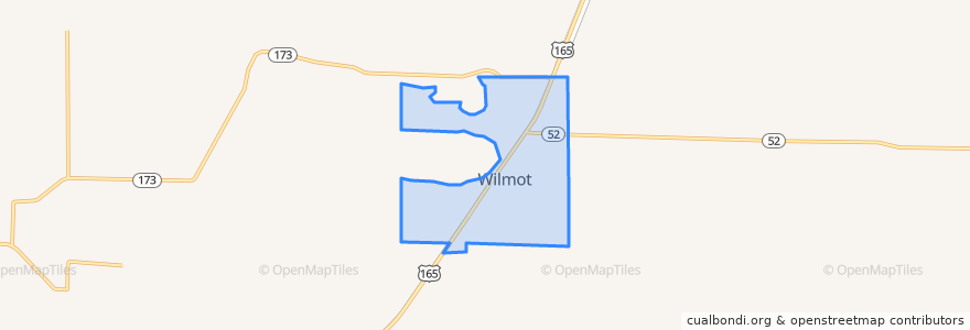 Mapa de ubicacion de Wilmot.