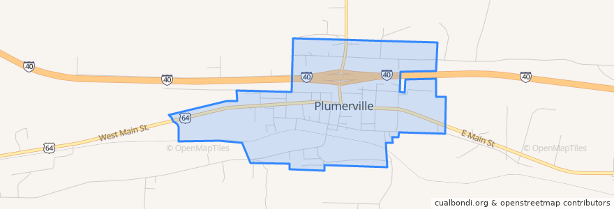 Mapa de ubicacion de Plumerville.