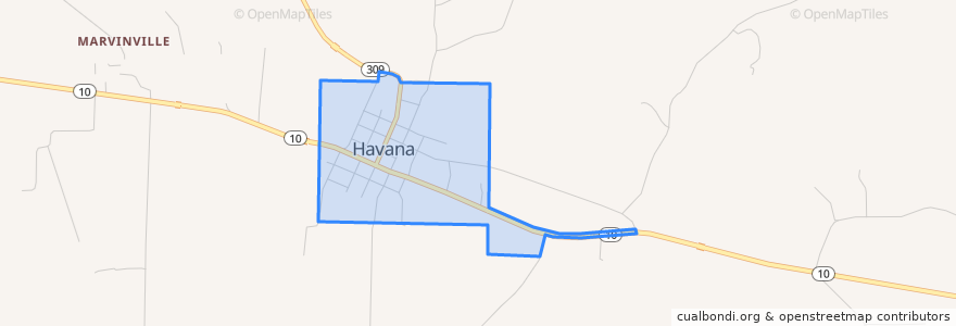 Mapa de ubicacion de Havana.