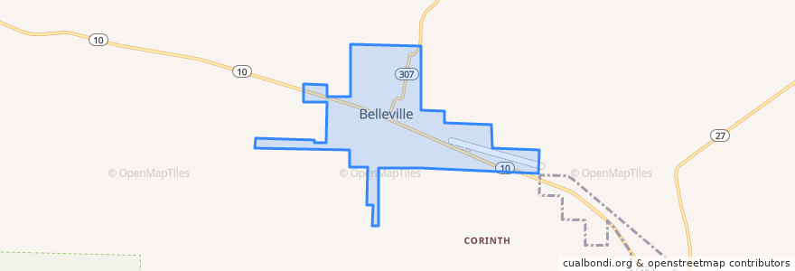 Mapa de ubicacion de Belleville.