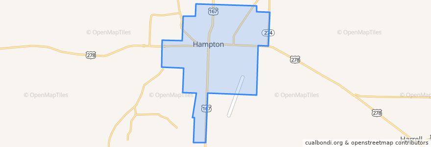 Mapa de ubicacion de Hampton.