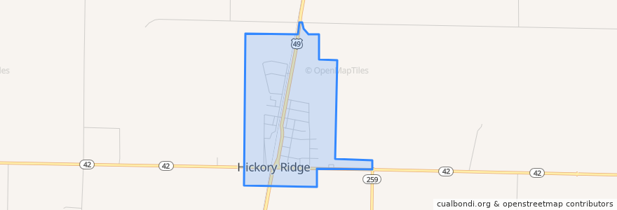 Mapa de ubicacion de Hickory Ridge.