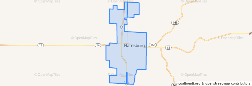 Mapa de ubicacion de Harrisburg.