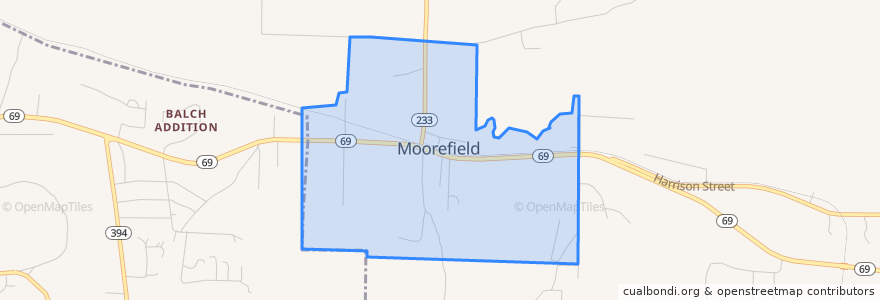 Mapa de ubicacion de Moorefield.