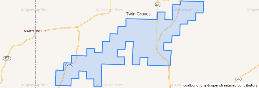 Mapa de ubicacion de Twin Groves.