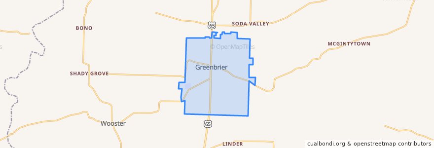 Mapa de ubicacion de Greenbrier.