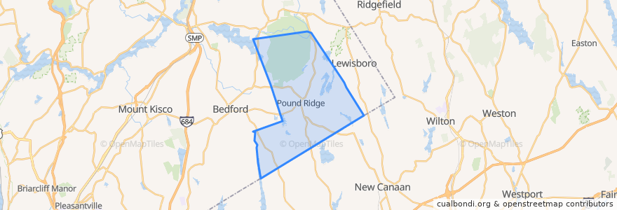 Mapa de ubicacion de Town of Pound Ridge.