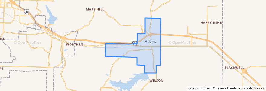 Mapa de ubicacion de Atkins.